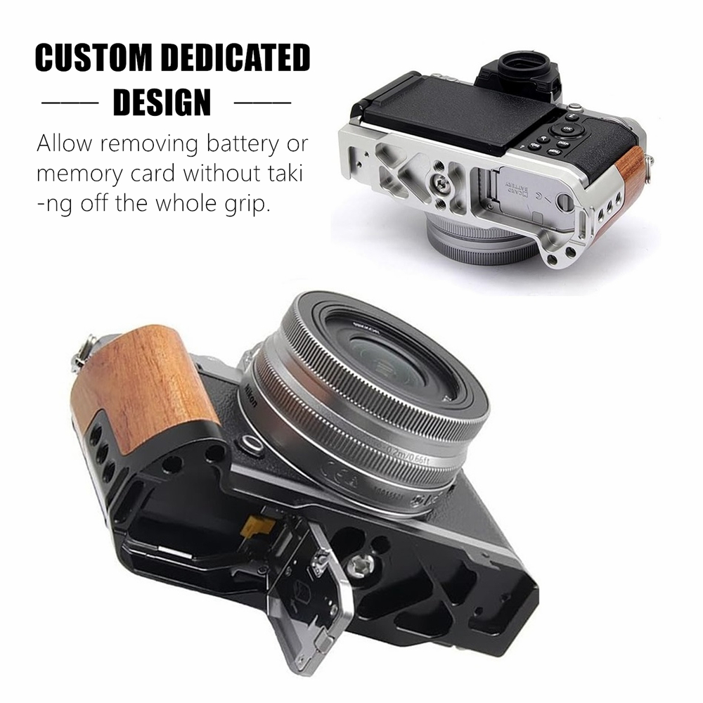 Camera Cold Shoe - Handgrip, Wooden L-Shape Grip for Nikon