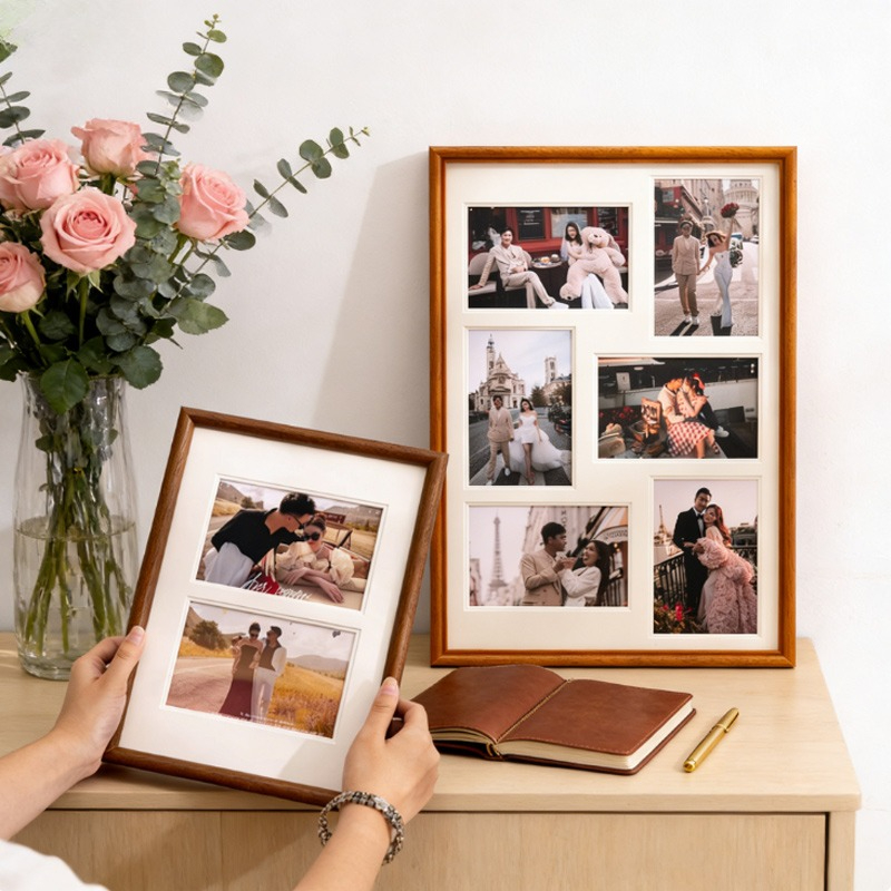 Photography Narrative - 6-inch Multi-grid Solid Wood Photo Frame