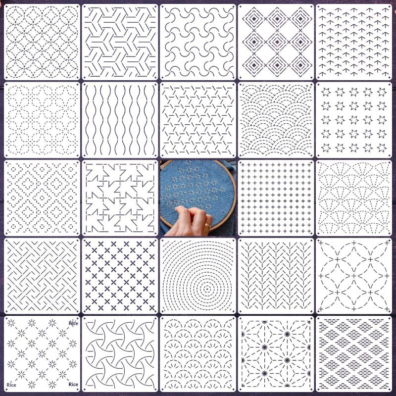 8/9/24/32Pcs DIY Embroidery Pa - Photography Geometry ulasan dan harga