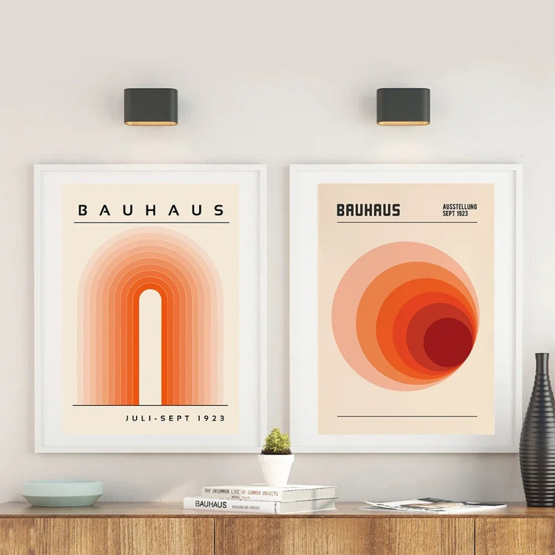 Orange Bauhaus Retro Art Print - Photography Geometry ulasan dan harga