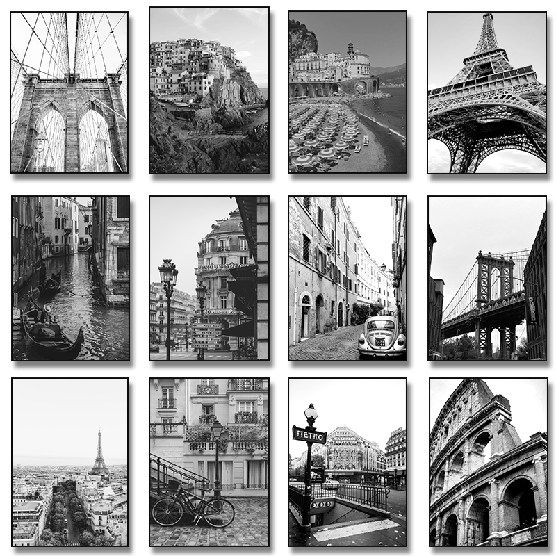 (No frame)Black White City New - Photography Black And White ulasan dan harga