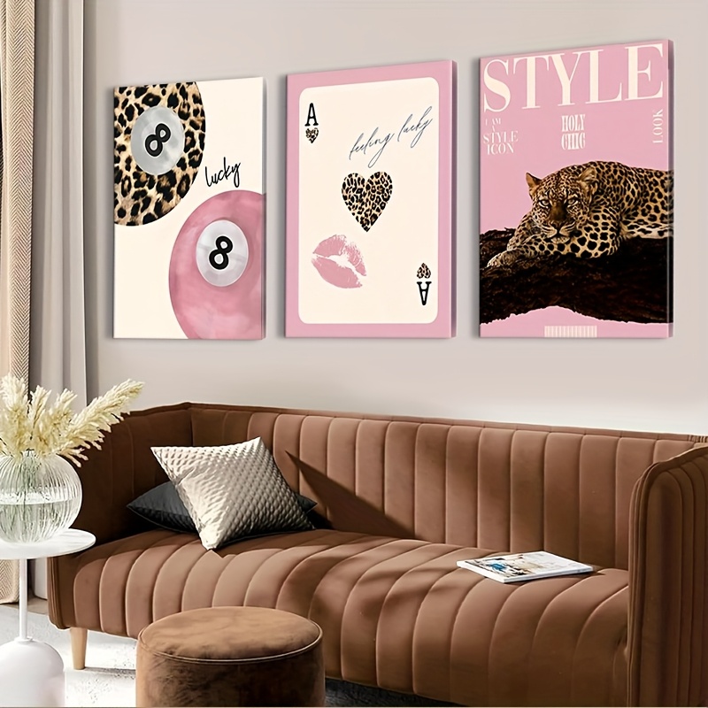 3pcs Leopard Cheetah Canvas Wa - Photography Types ulasan dan harga