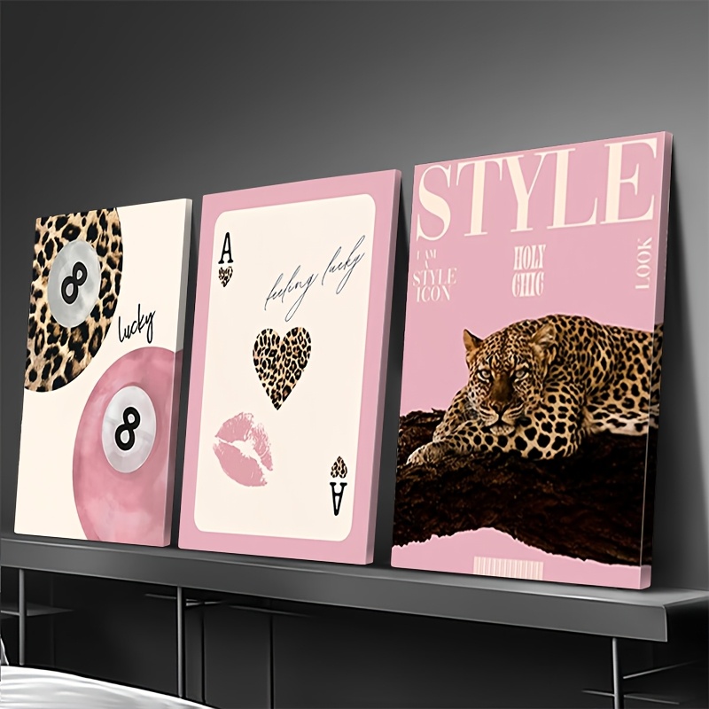 3pcs Leopard Cheetah Canvas Wa - Photography Types ulasan dan harga