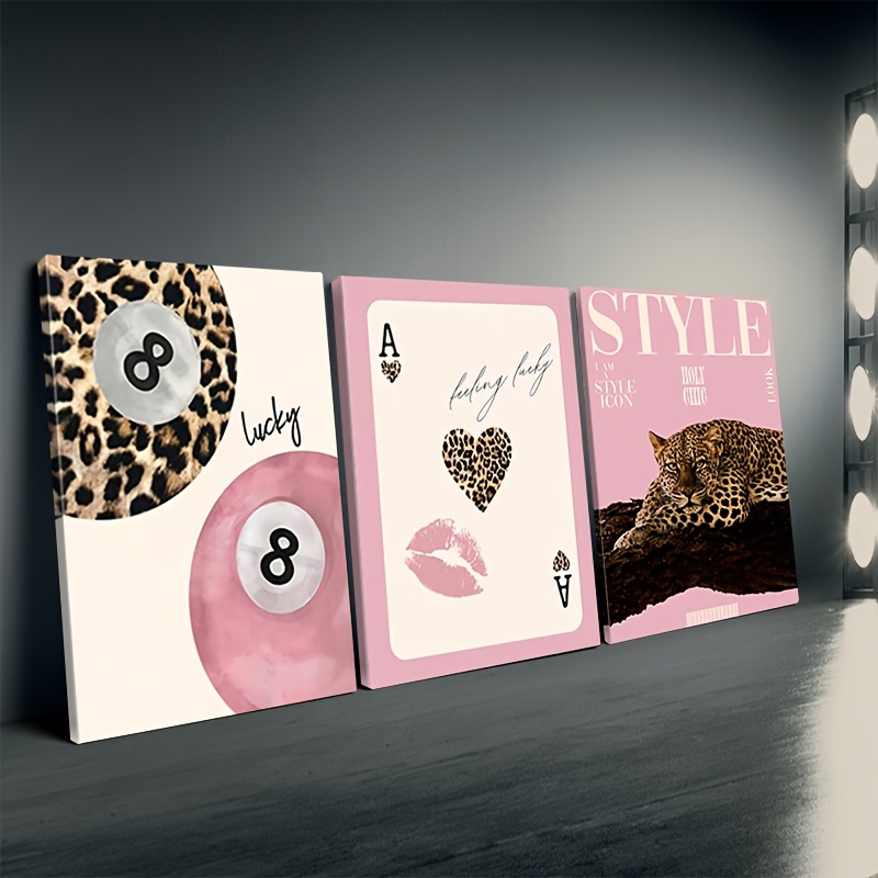 3pcs Leopard Cheetah Canvas Wa - Photography Types ulasan dan harga
