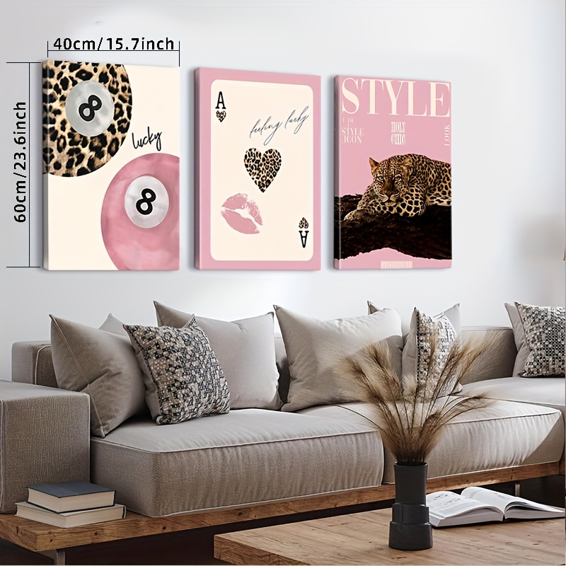 3pcs Leopard Cheetah Canvas Wa - Photography Types ulasan dan harga