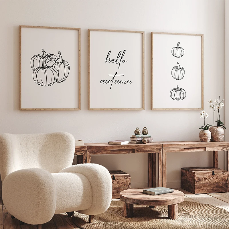 Set of 3 Pumpkin Minimalism Bl - Photography Black And White ulasan dan harga