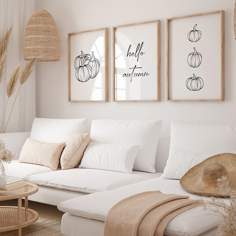 Set of 3 Pumpkin Minimalism Bl - Photography Black And White ulasan dan harga