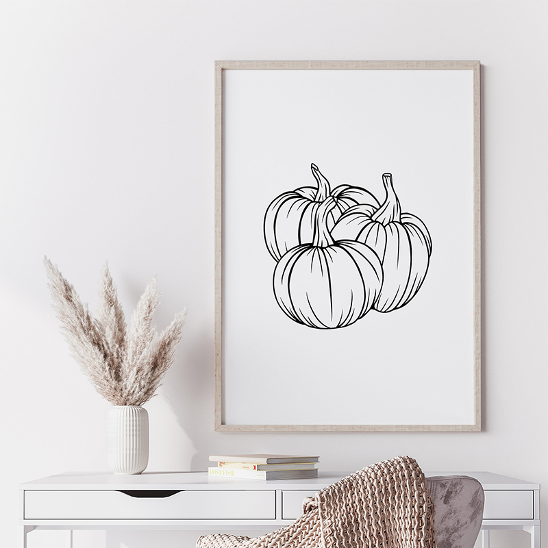 Set of 3 Pumpkin Minimalism Bl - Photography Black And White ulasan dan harga