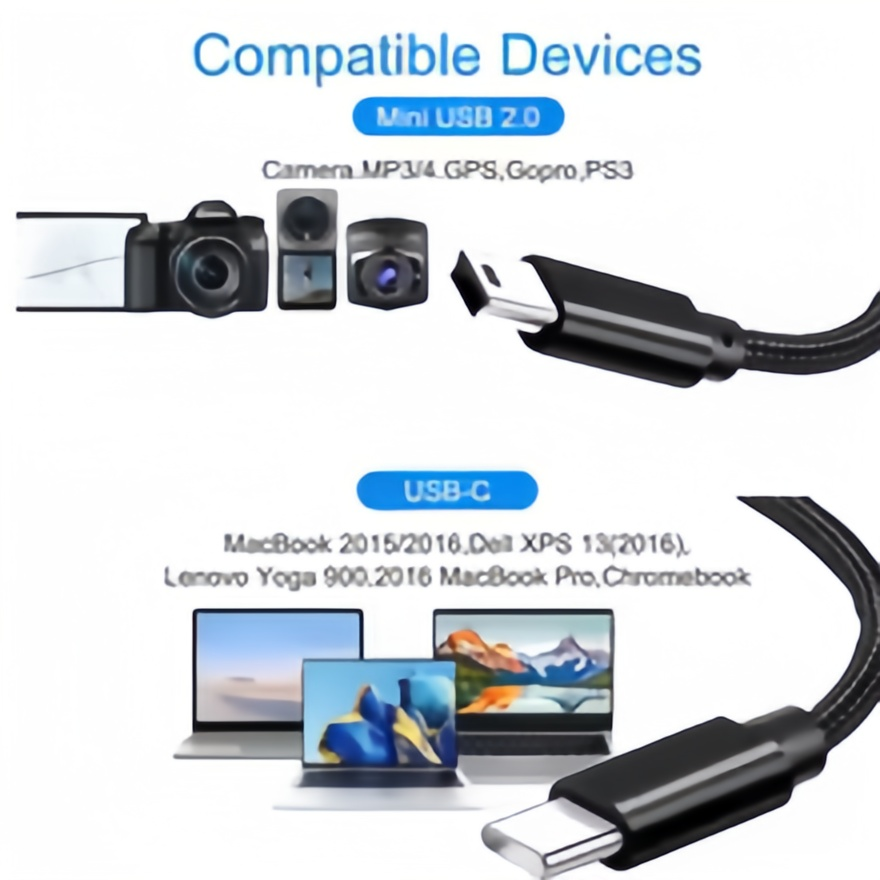 Short USB C to Mini USB Cable- - Photograph Mp3 ulasan dan harga