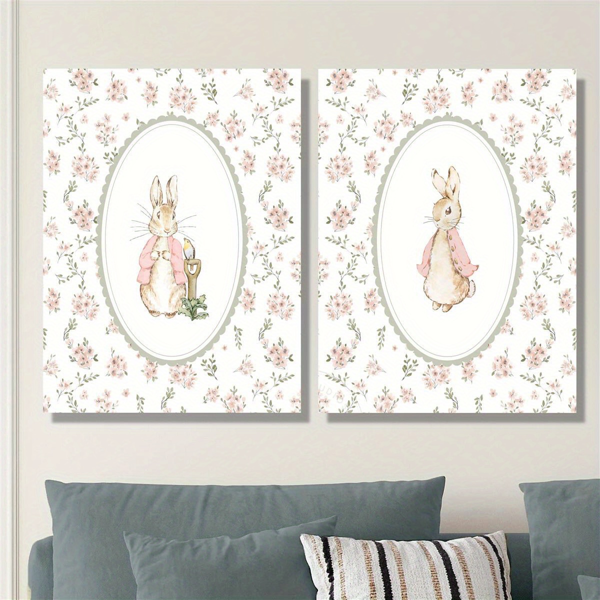 2pcs Retro Easter Rabbit Canva - Photography Types ulasan dan harga