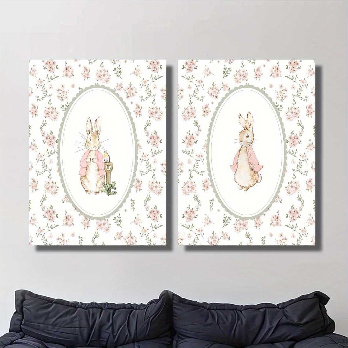 2pcs Retro Easter Rabbit Canva - Photography Types ulasan dan harga